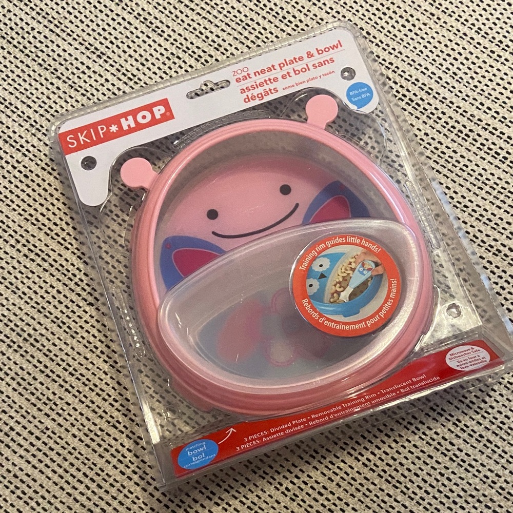 Skip Hop Pink and Blue Butterfly Dinnerware Set